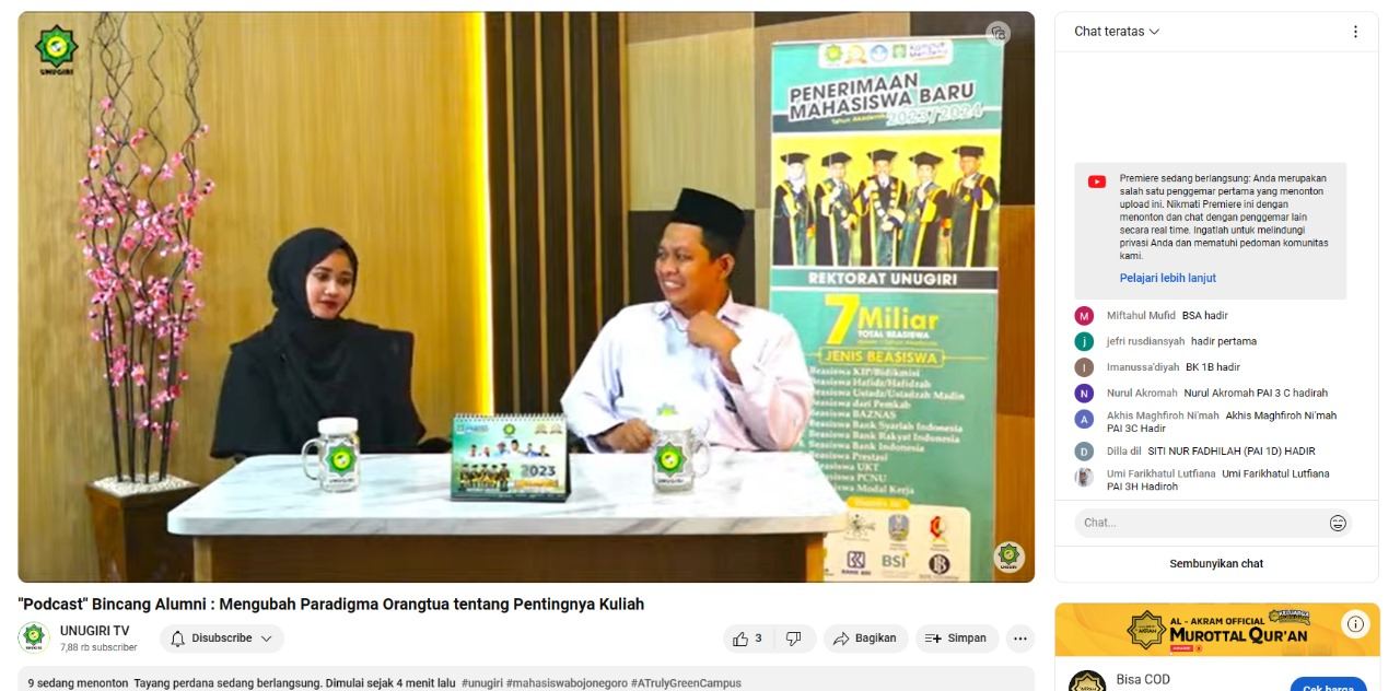 UNUGIRI Gelar Podcast Bincang Alumni Edisi Pertama, Farida S.Kom Berbagi Kisah Suksesnya